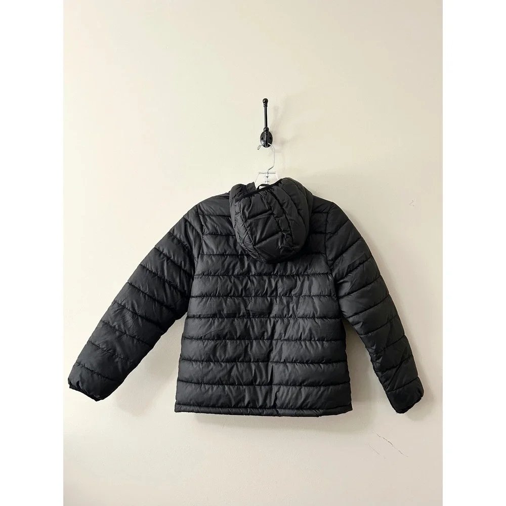 NFL Team Apparel Kids Puffer Jacket Black Hooded Quilted Coat Size 10-12